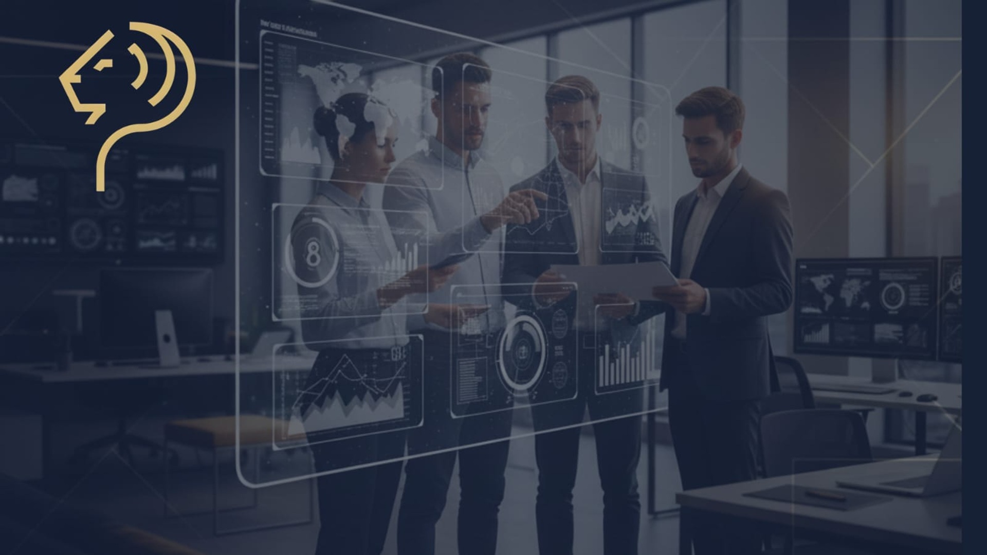 Fotografía realista de un grupo de ingenieros trabajando con un prototipo tecnológico.