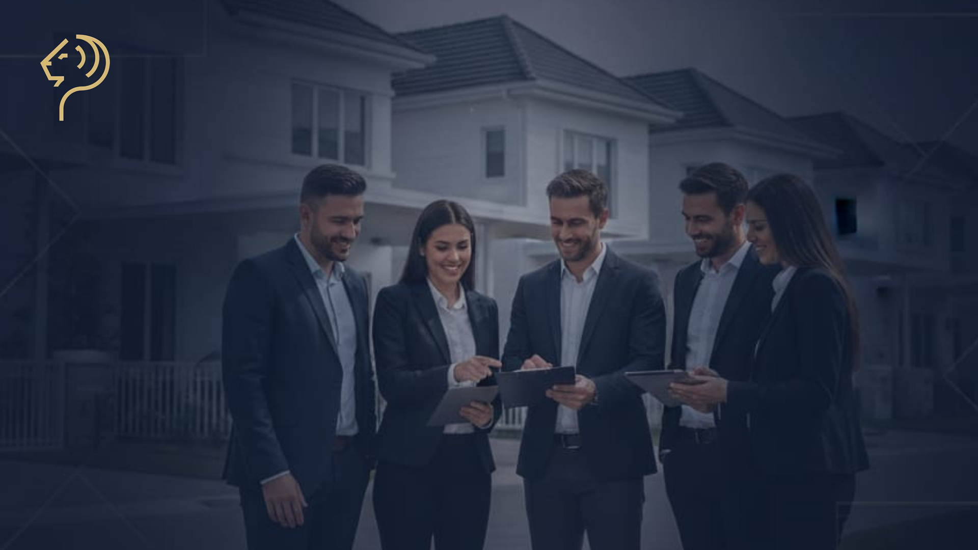 Fotografía realista de la fachada de un edificio de apartamentos moderno y elegante.